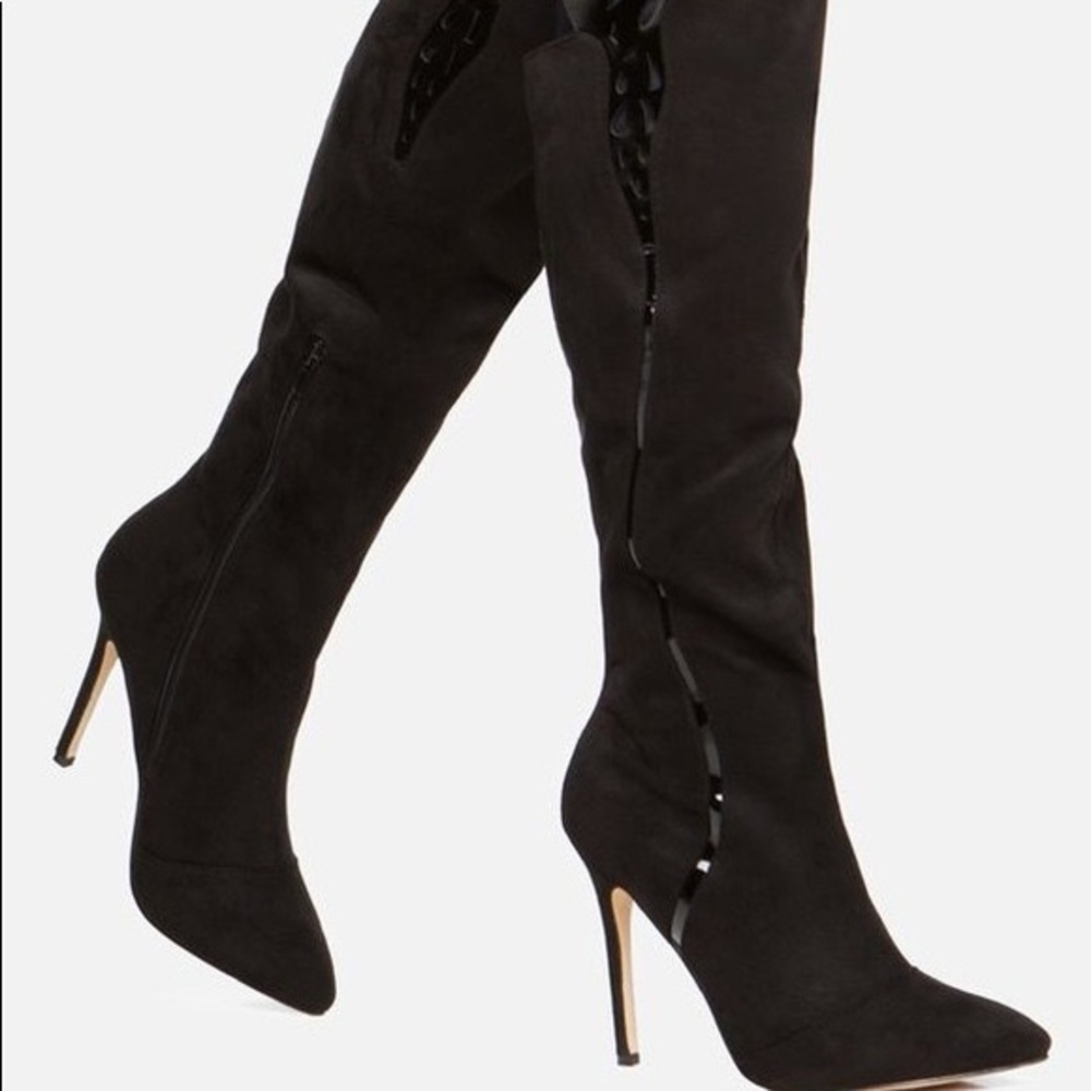 ‼️SOLD Black suede knee high boots